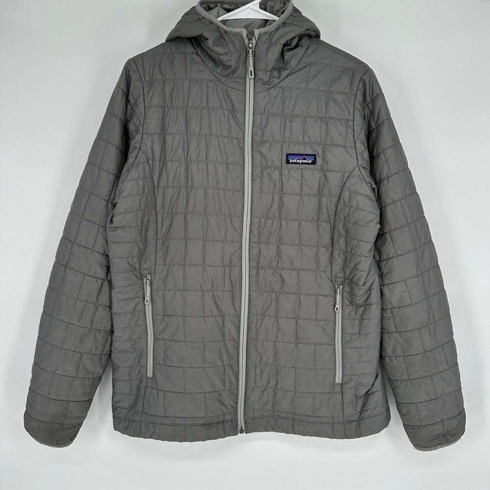 Patagonia Nano Puff Hoody Womens Large Grey PrimaLoft Insulated Puffer Jacket